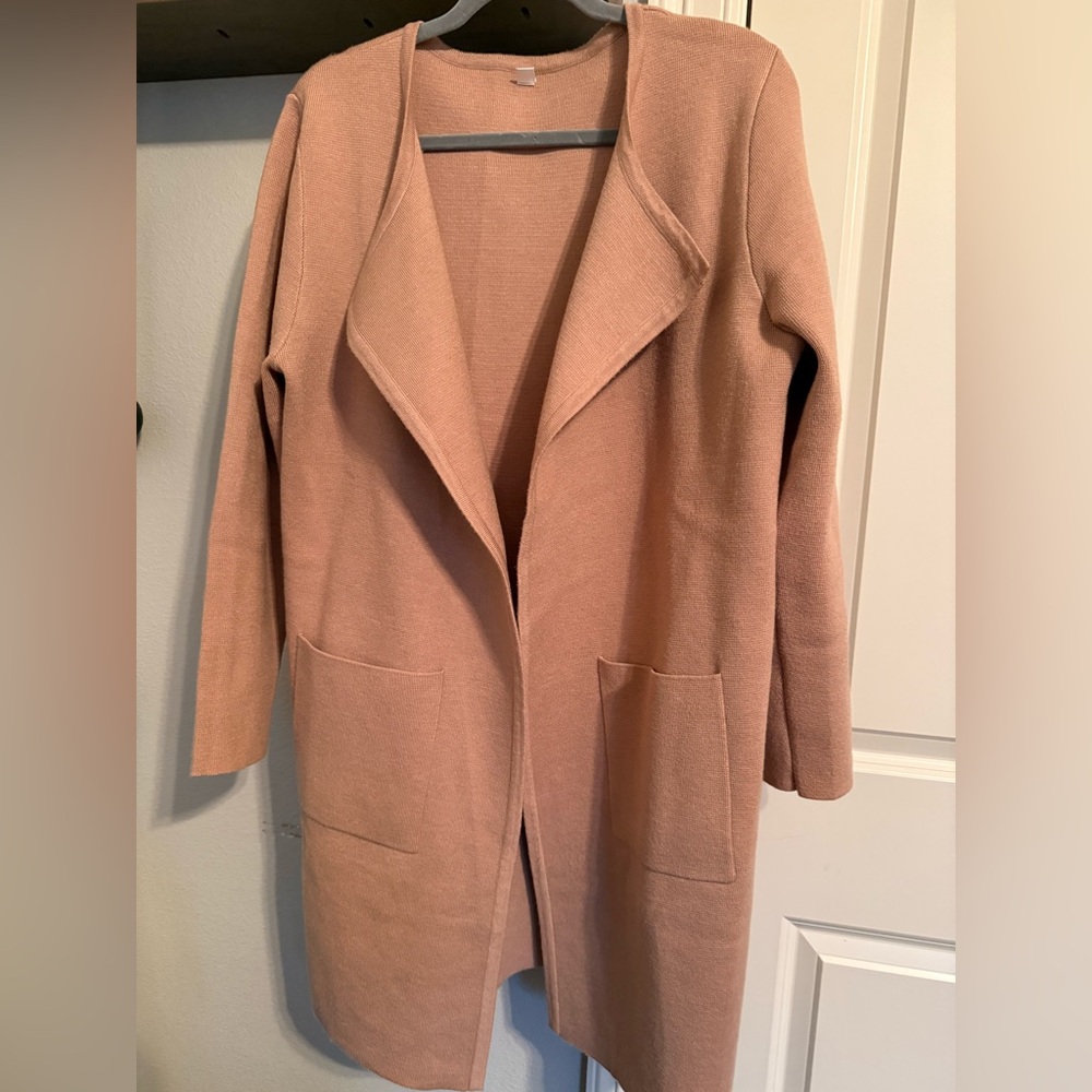 Stylish Tan Open Front Cardigan